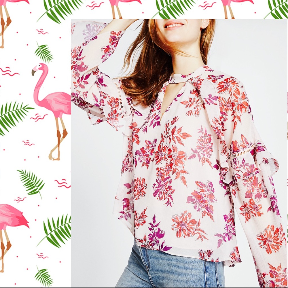 Express | Tops | Sz M | Floral Print High Neck 🆕